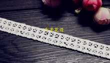 1110369 5 Yards 1.6cm Tartan Cross Eyelash Embroidery Lace Embroidered Water Soluble Cotton Cloth Lace Trim Ribbon