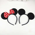 Hot One Mickey And Minnie Style Hairbands Red Bow Tie Headbands Big Mouse Ear Hairpin 2