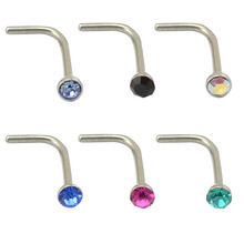 316 stainless steel small fancy nose pins crystal nose studs rings piercing jewelry 0.7*1.8mm