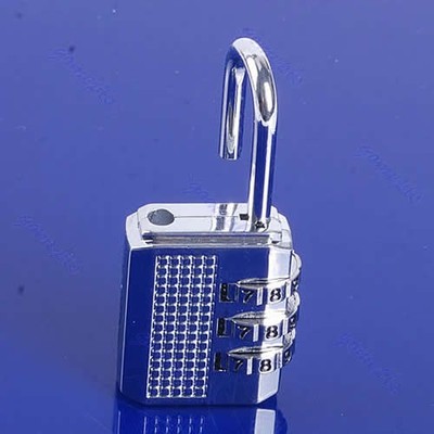 Mini 3 Digit Resettable Combination Luggage Suitcase Lock Padlock Silver 17D