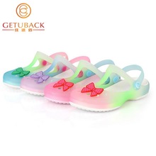 2015 New Trench Girls Sandals for Summer Gradient Colors Children Antiskid Sandal Princess Kids Plain Bow