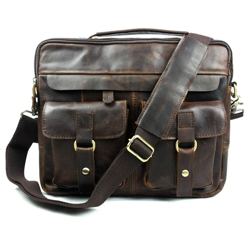 2015 new Crazy horse leather man bag handbag vintage European and American men business ...
