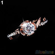 Women s Fashion 9K Silver Plated Zircon Rhinestone Wedding Party Band Ring 2JZ5