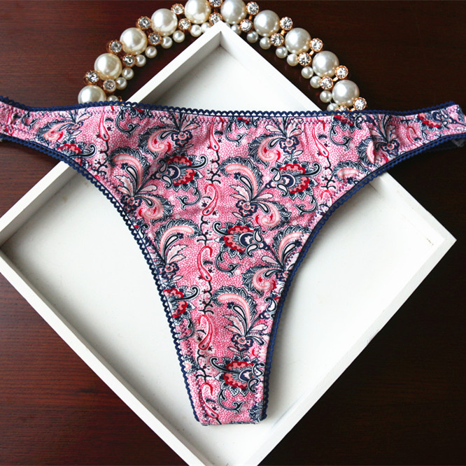 Underwear Women 2015 Sexy Panties Thongs And G Strings Cotton Female Sexy Floral Print Lingerie Hot