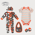 Mother s Choice Baby 5pcs Set Baby long sleeve and short sleeve Rompers Bib Beanie and