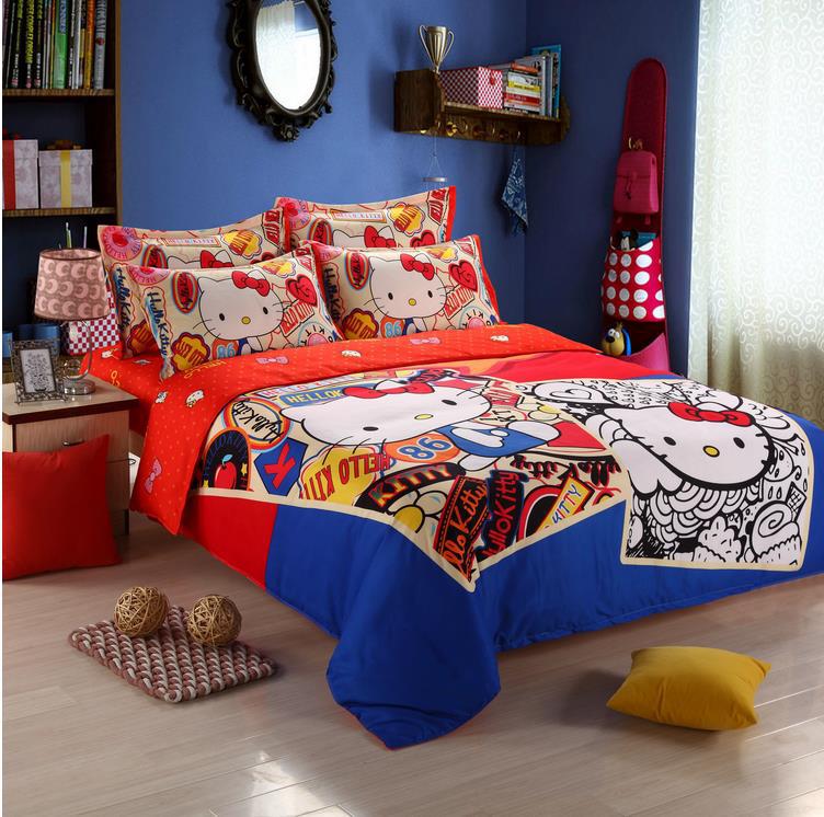 hello kitty cotton 4PCS children bedding set King