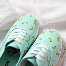 free shipping 2015 spring women shoes mint green small shallow mouth canvas shoes women hand-painted Casual shoes flat soft