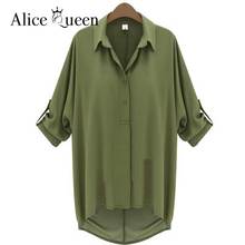 Alice Queen 4XL 5XL 6XL Women Blouses Summer Ladies Tops Chiffon Blouse 2016 Fashion Long Sleeve Plus Size Women Clothing