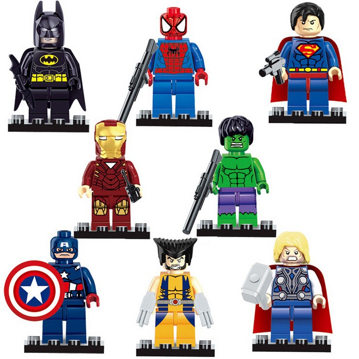 8pcs-lot-Marvel-Avengers-Super-Hero-Minifigures-Building-Blocks-Sets-figures-Toys-Bricks-Lego-Compatible-Free