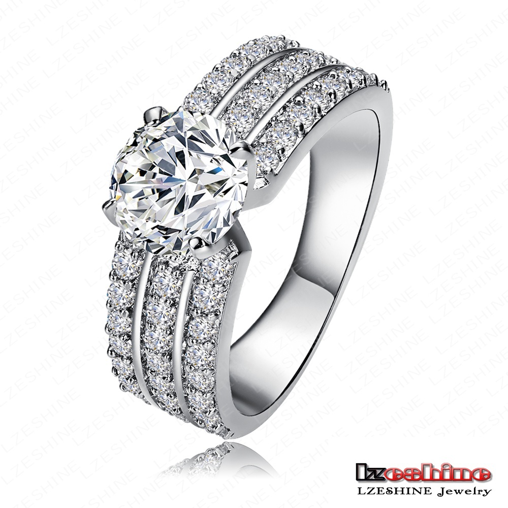 Wholesale New Promotion Trendy 18K Gold Platinum Plated AAA Zircon Women Jewelry Gift Rings Free Shipping