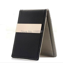 2015 Hot Fashion Metallic PU Leather mens credit card wallet with Single Spring Action Money Clip