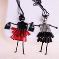 2016 Women Rhinestone Necklace Lovely crystal Dress Doll Sweater Chain Long Necklace Girls Pendant Fluffy Jewelry