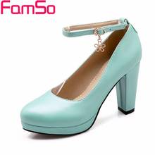 Euro Size34-43 2016 New Women Pumps Round toe High Thick Heels Shoes Ankle Platforms Pumps Mature Lady offce Shoes PS2112
