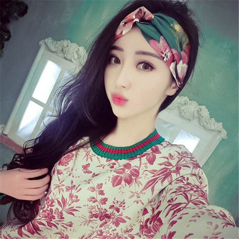 2016 Fashion Women Girl Head Wrap Hair Accessories font b Plaid b font Elastic Turban Floral