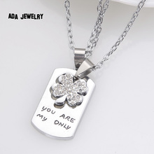 2pcs lot Clover Love 2016 New Couple Lovers Pendant Necklaces For Women s and Men s
