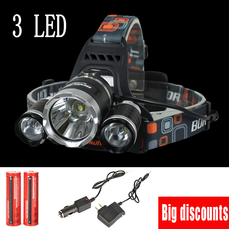 T6 Xm-L Led Headlight 5000Lm Headlamp Flashlight Head Torch Linterna Xml T6 With 18650 Battery/Ac Car Charger Fishing Light
