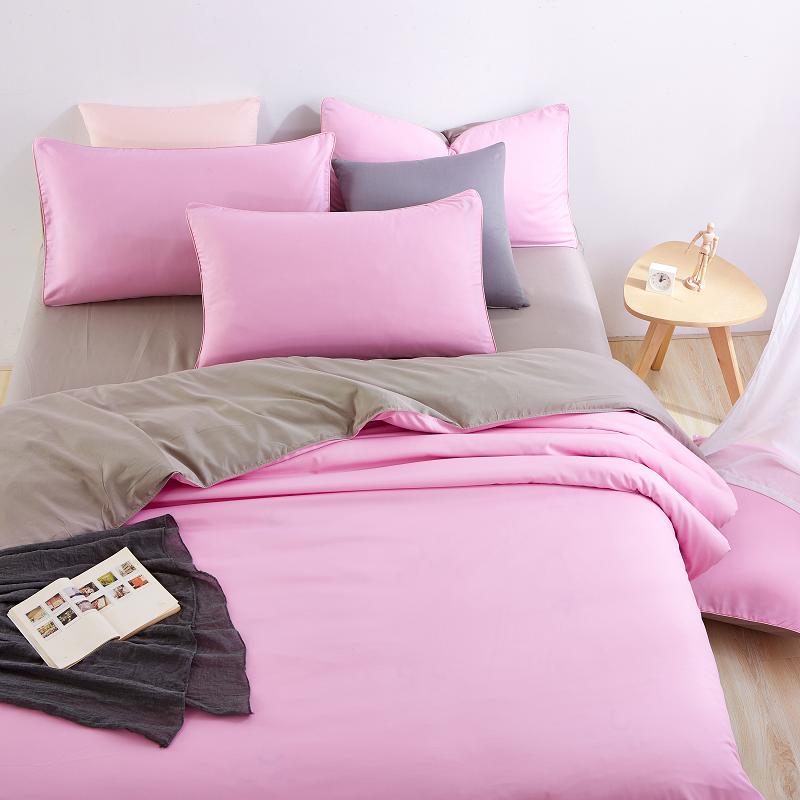 Good Quality Home Bedding Sets Pink Duver Quilt Cover Grey Bed Sheet Pillowcase Soft and Comfortable King Queen Full Twin