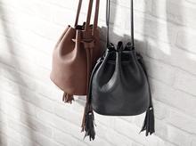 PAY001 Fashion solid quilted patchwork drawstring tassels PU Women lady girl bucket bag barrel bag messenger bags cross body