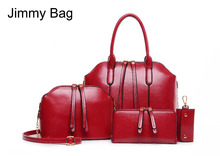 New Arrival oil Waxing Genuine leather Bag Women Handbag Shoulder Crossbody Bag Handbag+Messenger Bag+Purse+Wallet 4 sets bolsos