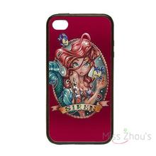 For iphone 4/4s 5/5s 5c SE 6/6s plus ipod touch 4/5/6 back skins mobile cellphone cases cover Tattoo Portrait Princess Red