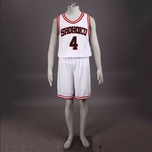 Anime SLAM DUNK Takenori Akagi Cosplay Shohoku High School Basketball Team NO.4 White Uniform Basketball Jersey T-shirt Shorts