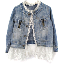 Girls Kids Lace Cowboy Jacket Denim Top Button Costume Outfits Jean Coat 2 7T