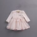 Retail 2017 autumn bow lace dress baby girls cute baby infant lace dress ball gown girl