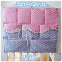 Promotion! Kitty Mickey 62*52cm Baby Bed Hanging Bag Storage Bag Newborn Crib Diaper And Toys Pocket Cotton,baby bedding set