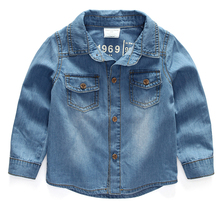 New Spring autumn male child denim shirts baby Boys long-sleeve casual shirt 2016 children’s clothing 1-6 Y free shipping