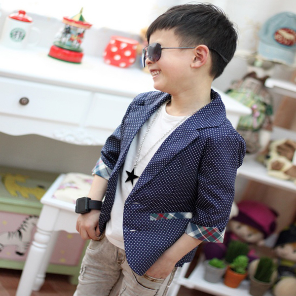 Hot Sale Kids Boys Plaids Check Dots Casual Suit Jacket Coat Costume 2 7 Years Rose