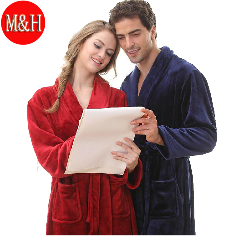 Flannel Robe Women Thickening Autumn/Winter Plus Size Sleepwear Lounge Lovers Bathrobe Coral Fleece Bathrobe Male