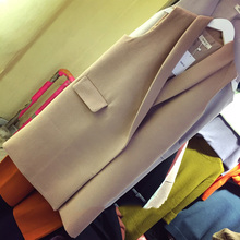 2016 spring and autumn sleeveless slim women’s vest thick vest medium-long vest suit jacket waistcoat