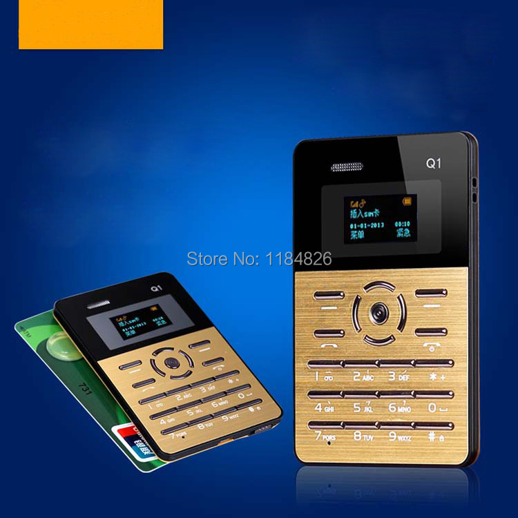 Q1 Ultra thin 4mm Mini Pocket Phone Card Mobile Phone Bluetooth MP3 FM Radio SMS Capacitive