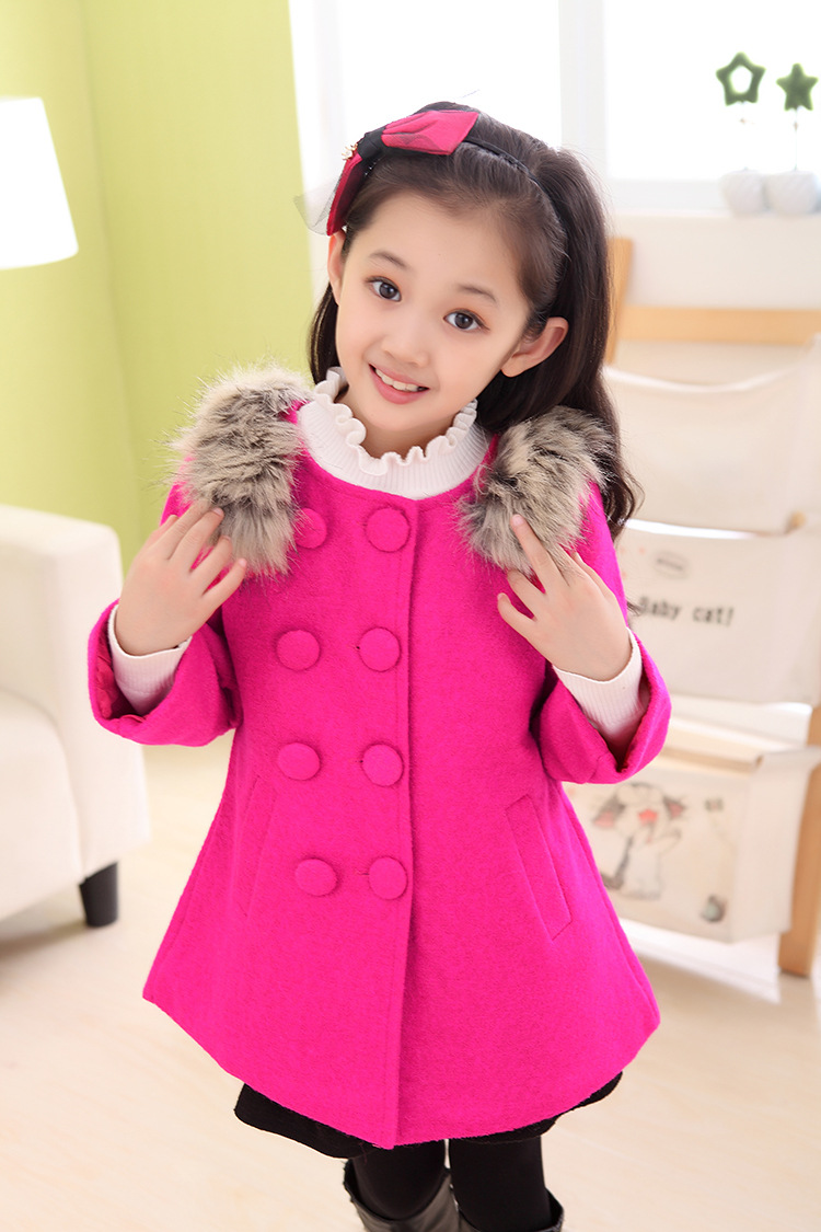 Children's Clothing Coat Woolen Coat Girls Age 2015 New Children Double Breasted Wool Coat.