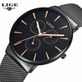 Luxury Brand LIGE Men s Watch Stainless Steel Mesh Band Watch Clock Watch Men s Fashion