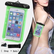 20pcs/lot Waterproof Cellphone Case Bags Pouch for iPhone 5 5s 6 6S Plus for Samsung Galaxy S6 Diving Swimming Belt Straps