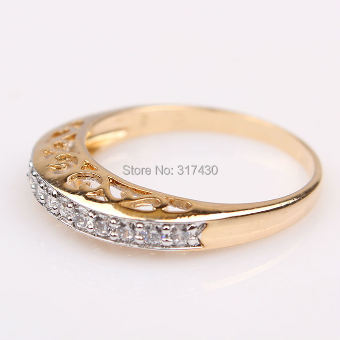 Low price Wholesale 14K Yellow Gold Filled Ring womens ring inlaid clear sapphire GF jewelry-in ...