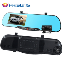 4 3inch Blue Mirror Dual lens car auto dvr camera 1080p parking dvrs car video recorder