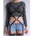 New fashion pastel goth O ring elastic chain body harness suit sexy lingerie set garter belt