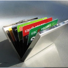 2015 New Stainless Steel Silver Men ID Credit Card Box Holder Metal Women Hasp Mini Wallet