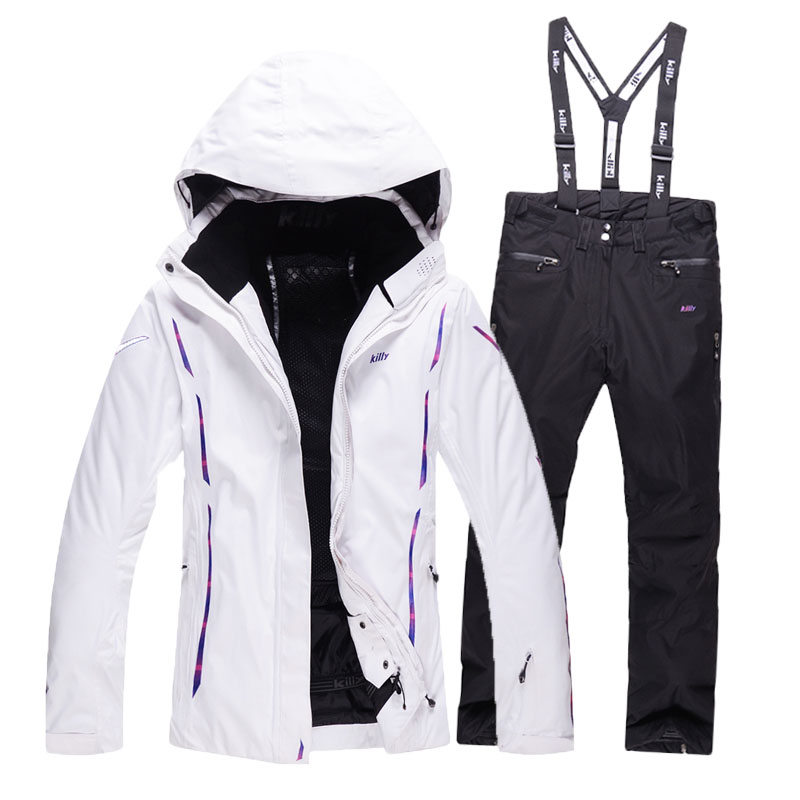 Фотография Free shipping  womens snowboarding jacket and pant winter warm thicken ski clothing sets waterproof snow pants