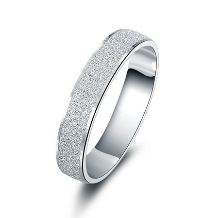 White Gold Plated,Fashion Silver Ring with Frosting Surface,Elegant ...