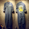 Hot 2016 autumn and winter new men casual jumpsuit denim print casual trousers slim plus size