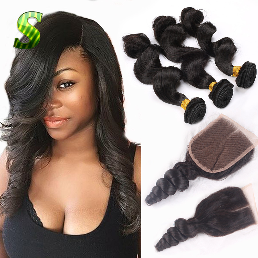 7A Cheap Peruvian Loose Wave With Closure Human Hair 3 Bundles With Lace Closure Unprocessed Virgin Hair Loose Wave With Closure