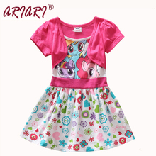Low Price Promotion Summer Girl’s Cute Dress Lovely Adorable My Girl Little Pony Dresses Children Cartoon Birthday Party Dress
