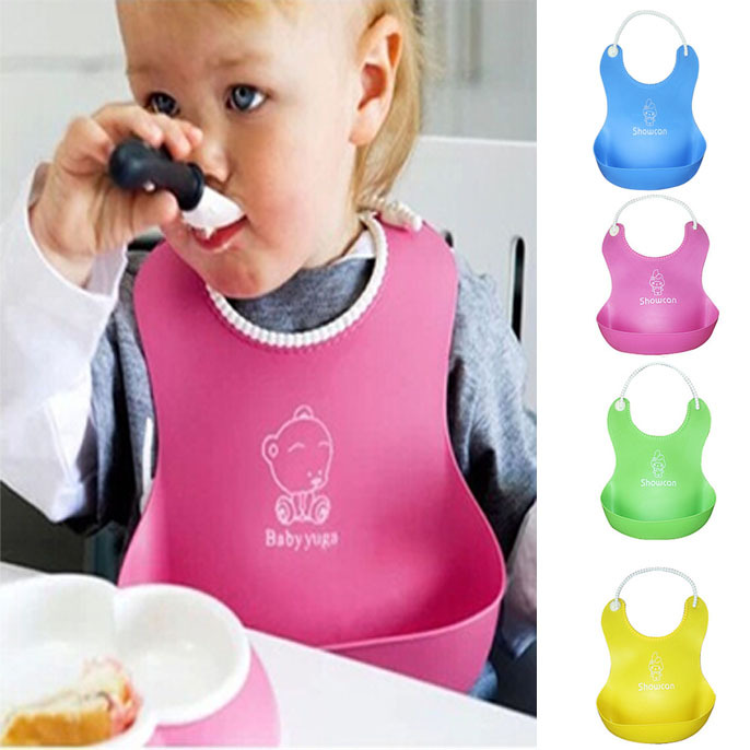 2015 Hot Sale 4 Colors Baby Infants Kids Cute Silicone Bibs Baby Lunch Bibs Cute Waterproof