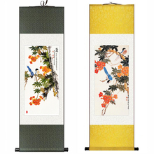 Traditional Chinese Original Silk watercolor flower and birds ink Campsis art canvas wall damask picture framed scroll painting