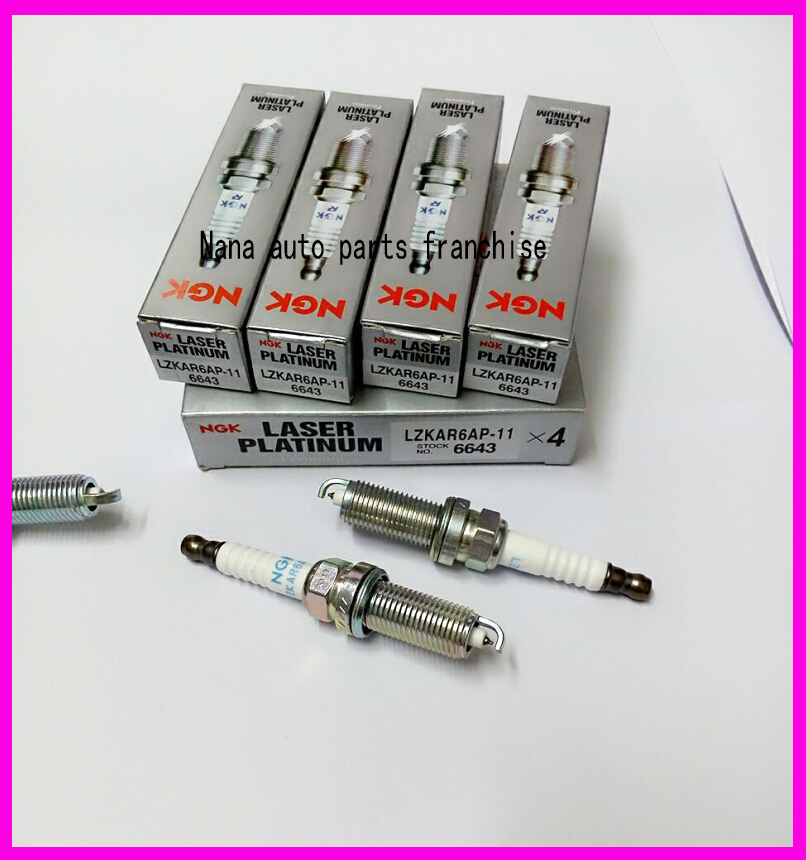 4PCS/lot NGK Laser Platinum Spark Plug set - Part No: LZKAR6AP-11 6643 FOR Nissan Free shipping
