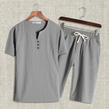 Summer Man Short-Sleeved T-shirt Suit Linen Cotton Japanese Plus Size T Shirts Men 6xl 2016 New Casual Linen Sport T Shirt Suit