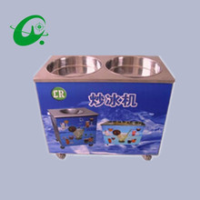 Commercial Double pan fried ice cream machine, 27KG/H Fry ice cream machine, ice cream roll machine,flat fried ice cream maker